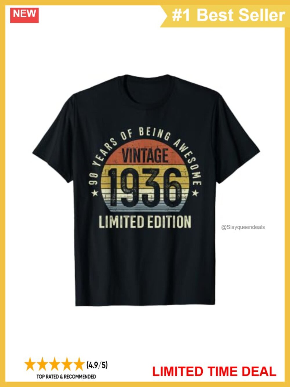 90th Birthday Vintage 1936 Limited Edition 90 Years Old T-Shirt